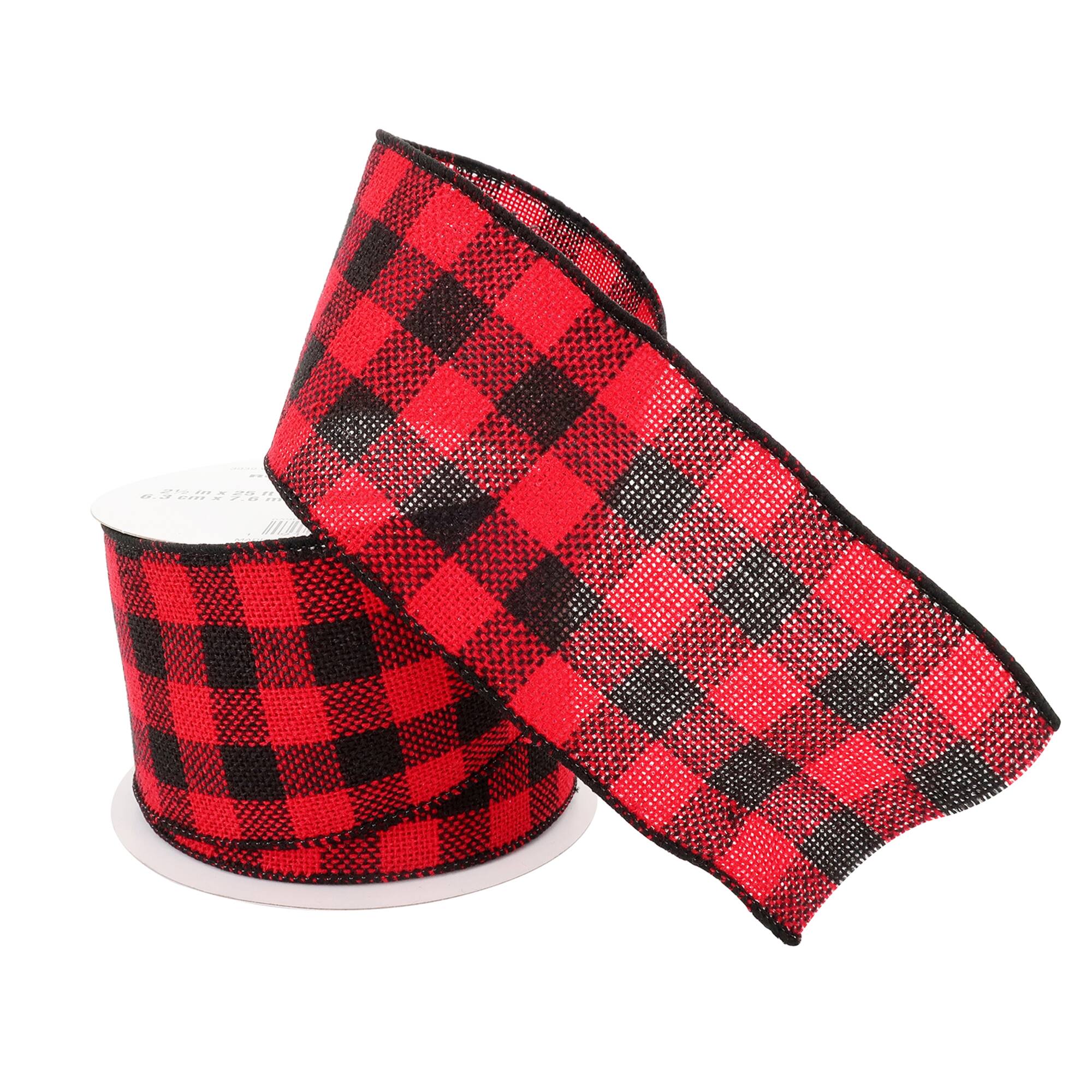 2.5" x 25ft. Red & Black Buffalo Check Wired Ribbon by Celebrate It™